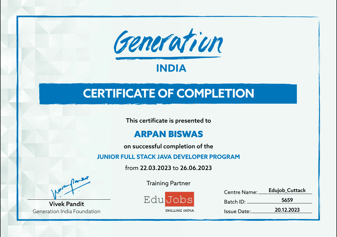 Junior Full Stack Java Developer